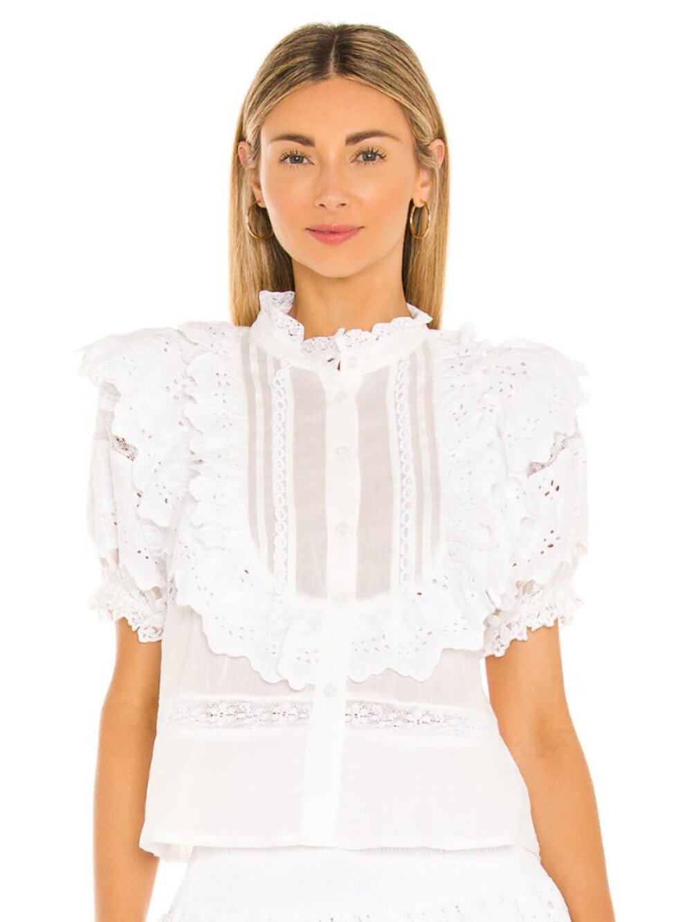 Anthropologie PLACE NATIONALE Le Roche White Eyelet Top